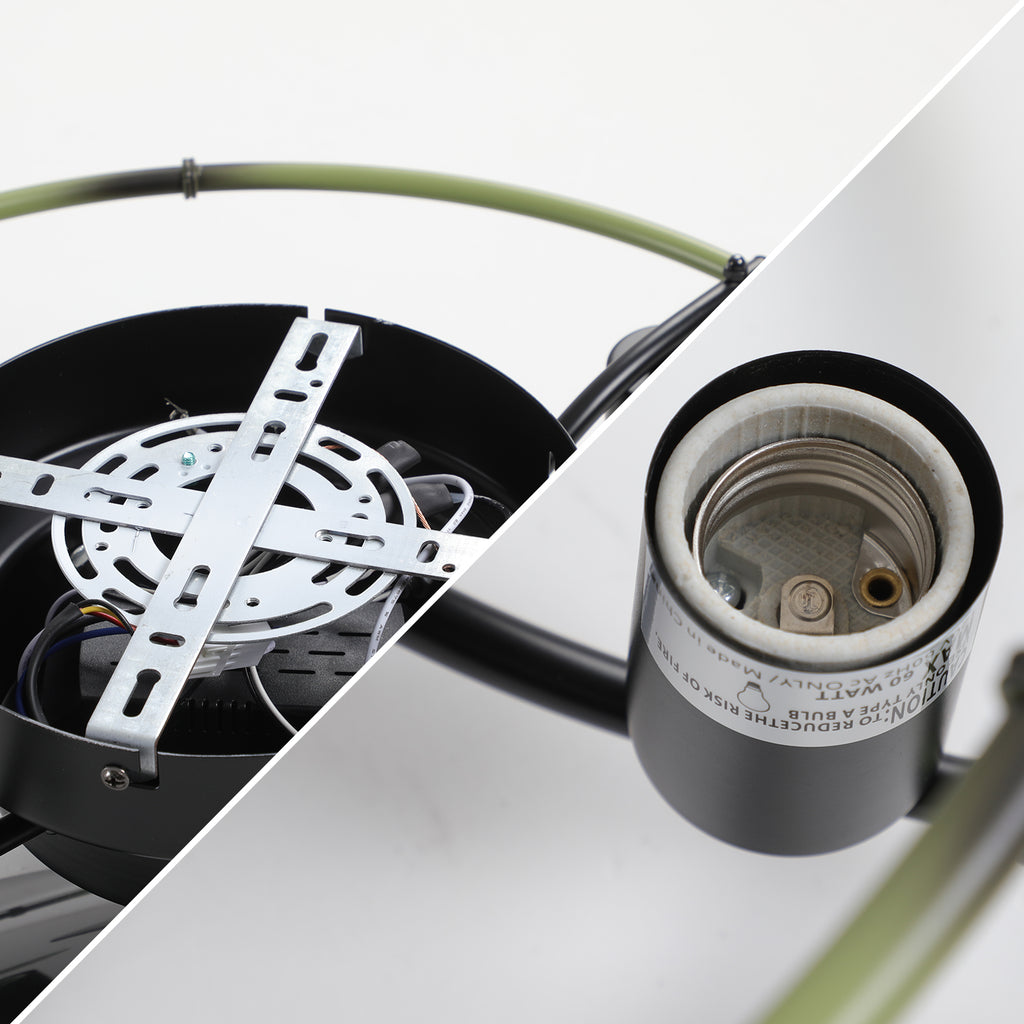 18.5-Inch Green Caged Ceiling Fan with Lights & Remote