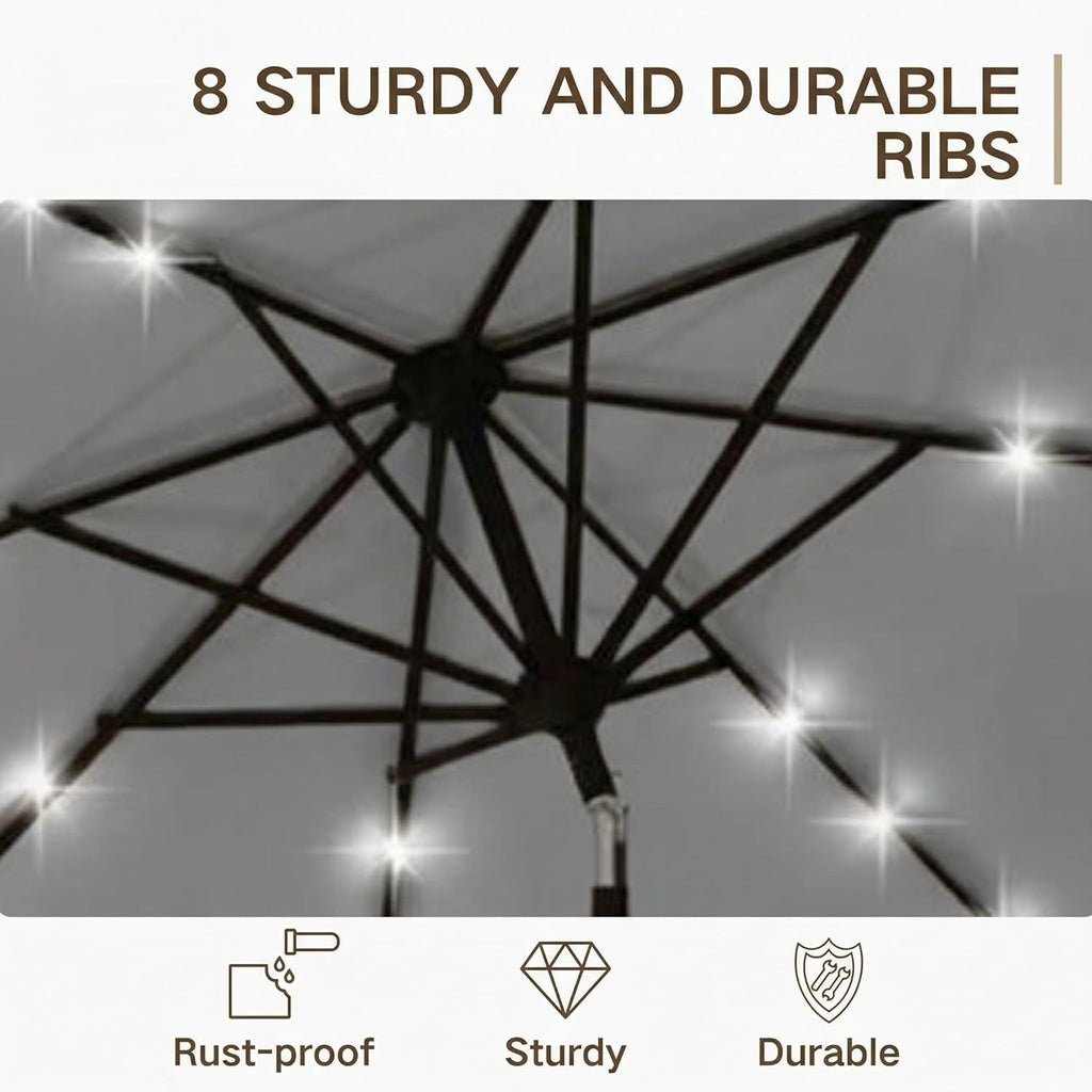 10ft Outdoor Weather proof Patio Umbrella Solar Lights