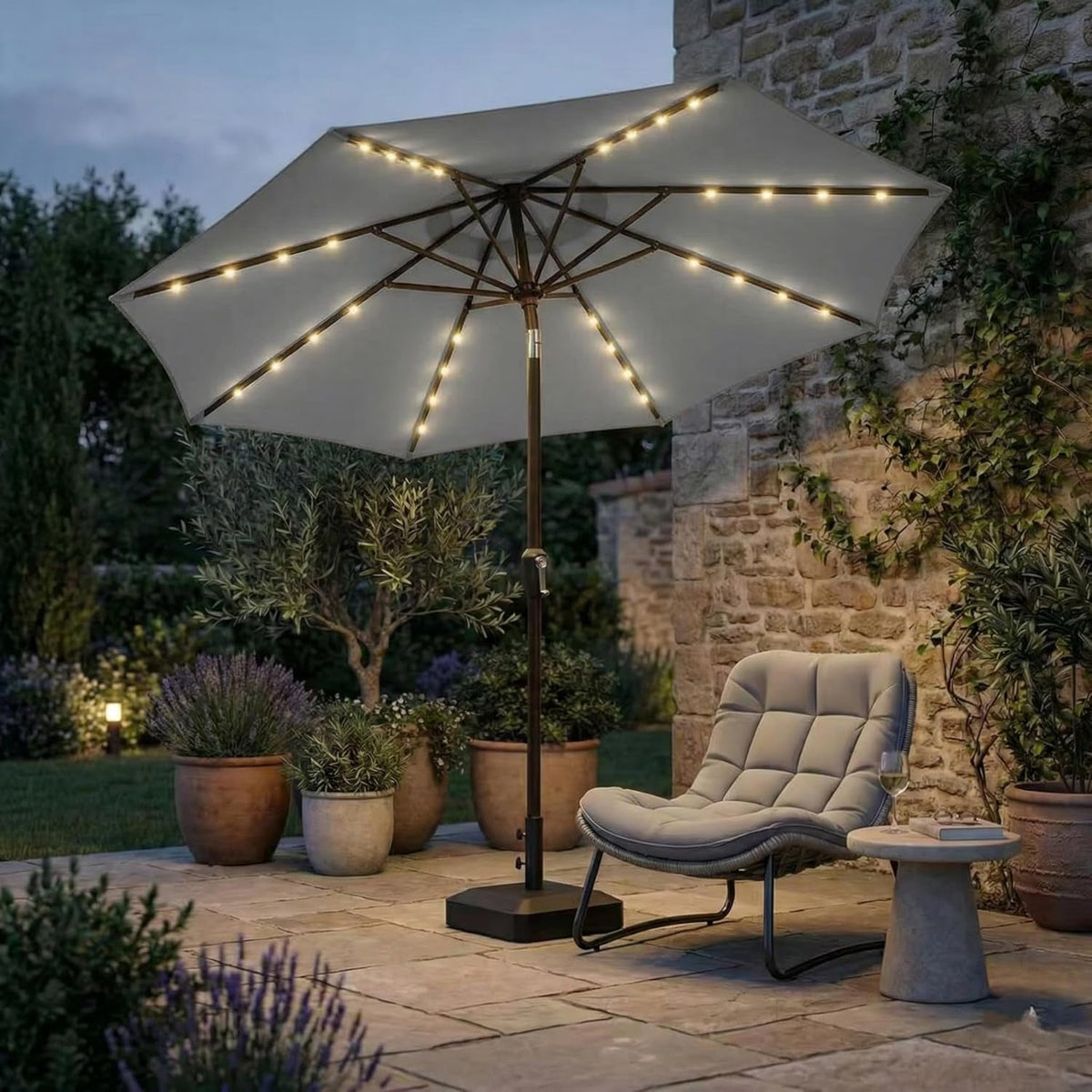 10ft Outdoor Weather proof Patio Umbrella Solar Lights