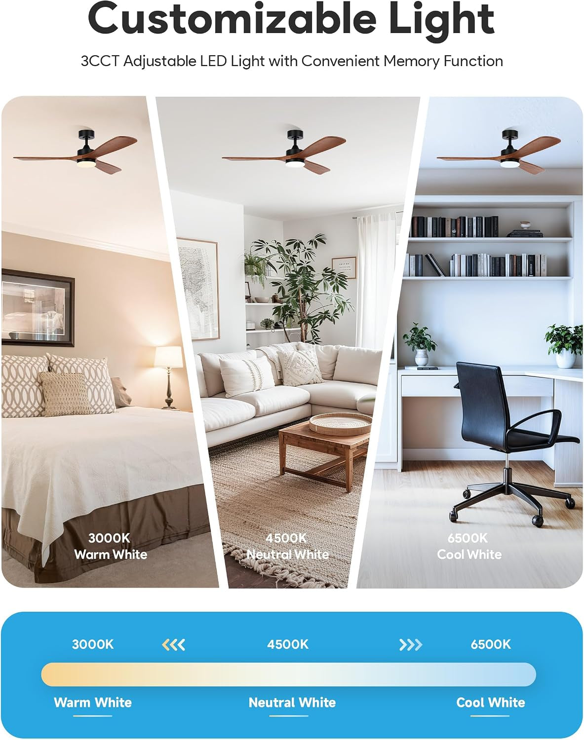 Contemporary Walnut 52-Inch Reversible Ceiling Fan