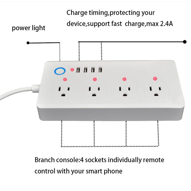 UseeLink Wi-Fi Smart Power Strip – 4 AC Outlets & 4 USB Ports