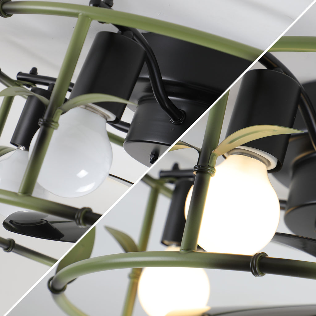 18.5-Inch Green Caged Ceiling Fan with Lights & Remote