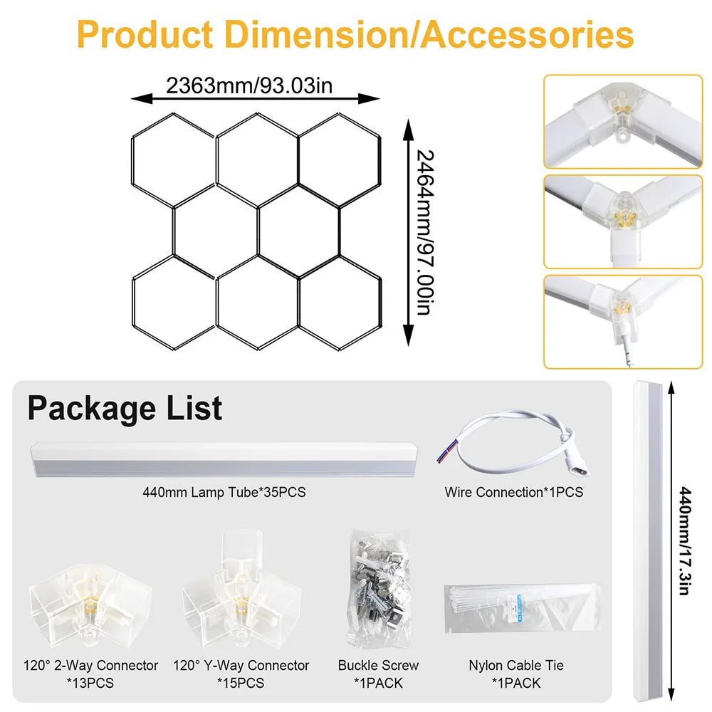 Hexagon LED Garage Ceiling Light 6500K