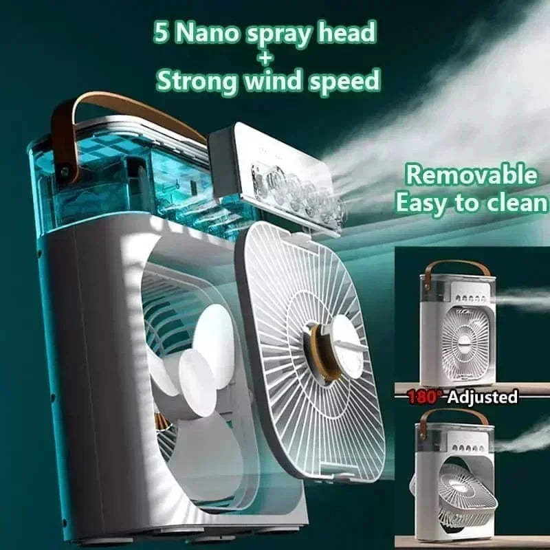 Portable USB Air Cooler & Humidifier with LED Light