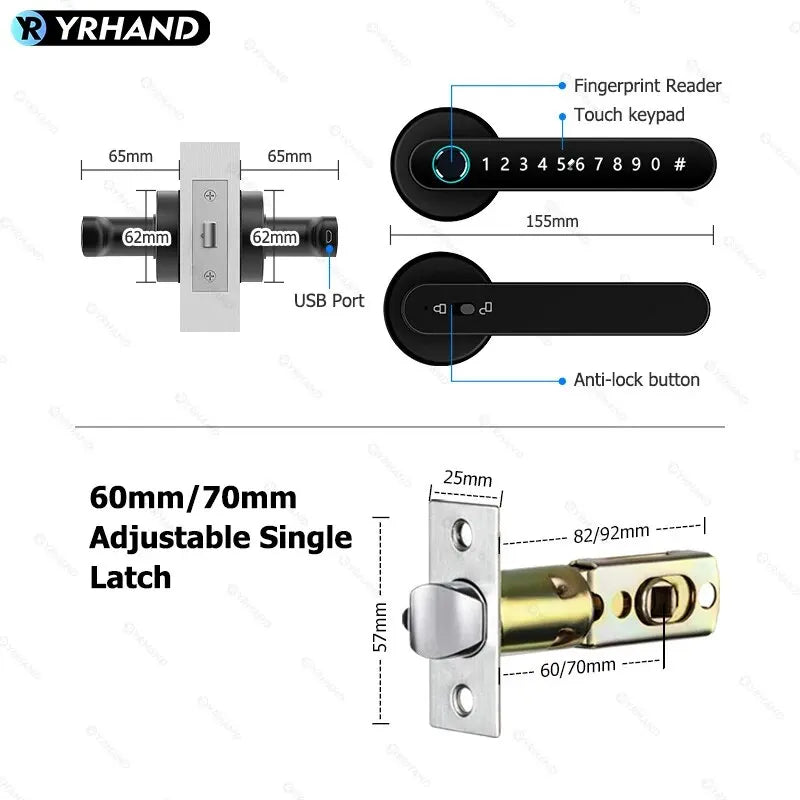 Tuya Smart Fingerprint Door Handle – Keyless BLE Biometric Lock