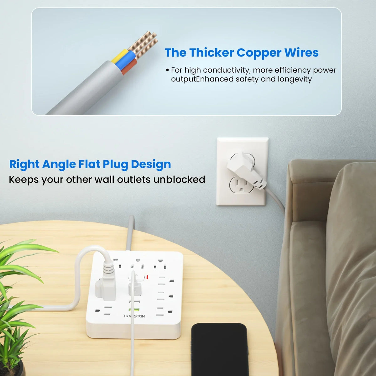 9-Outlet Power Strip with 3 USB Ports & 3 m Cord