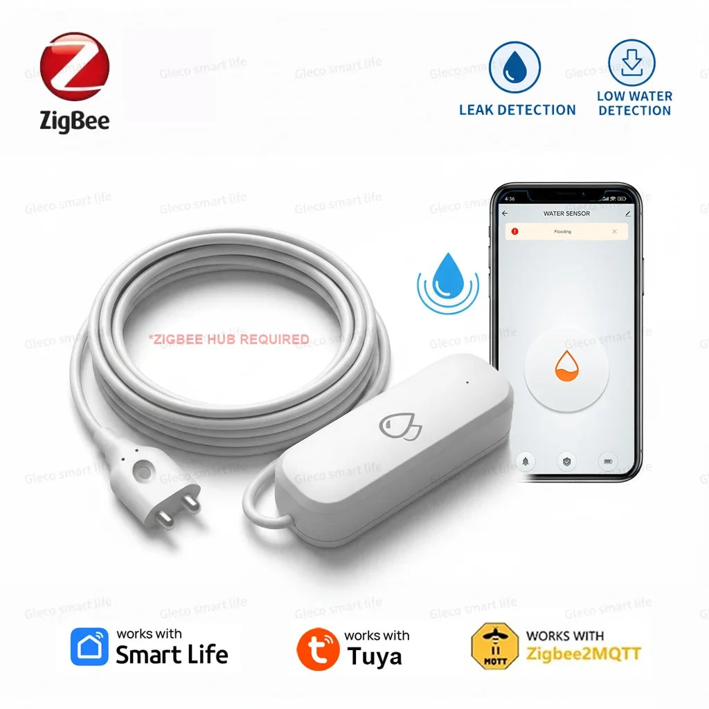 Zigbee Water-Leak & Low-Water-Level Sensor for Tuya Smart Life