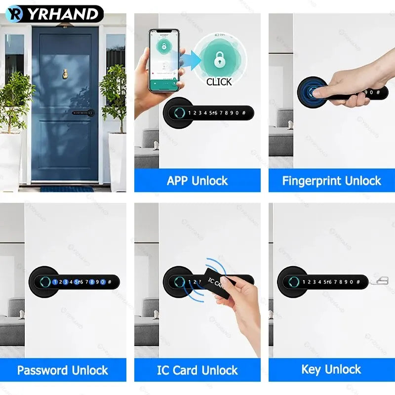 Tuya Smart Fingerprint Door Handle – Keyless BLE Biometric Lock