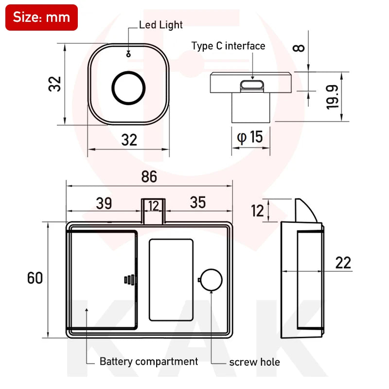 KAK Elite Fingerprint Cabinet Lock (Black)