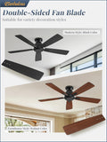 46 Inch Black Low Profile Ceiling Mount Ceiling Fan Remote