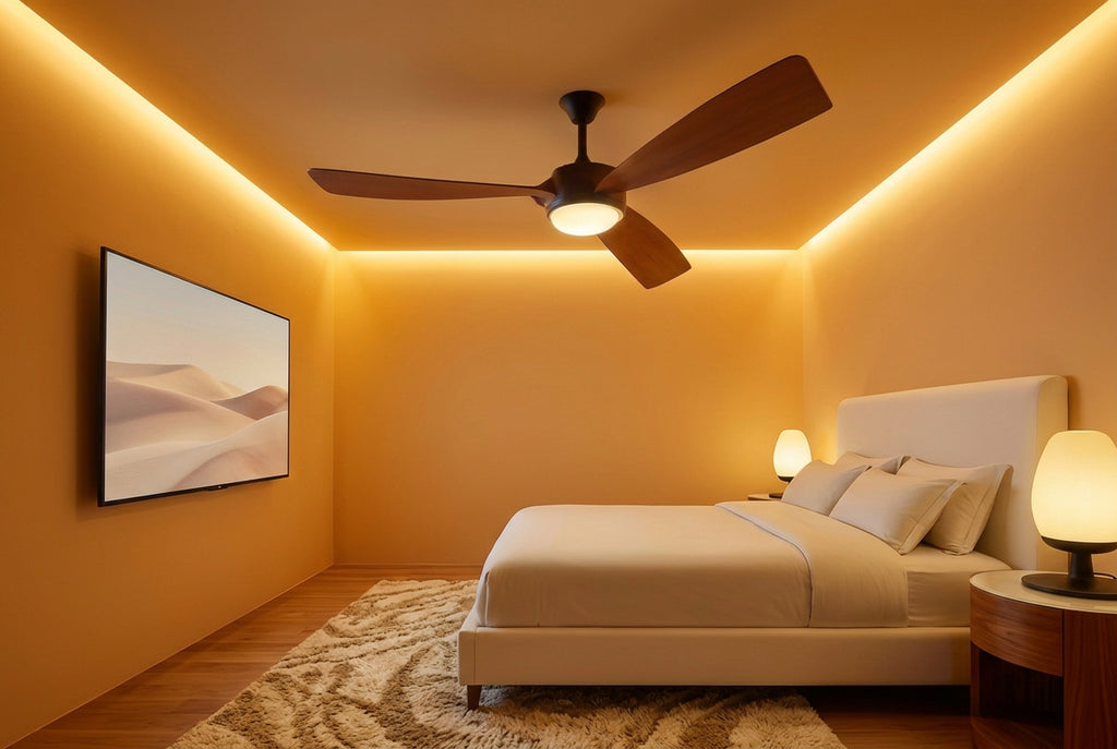 Contemporary Walnut 52-Inch Reversible Ceiling Fan