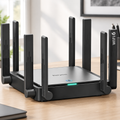 Reyee router in a minimalist home-office setting